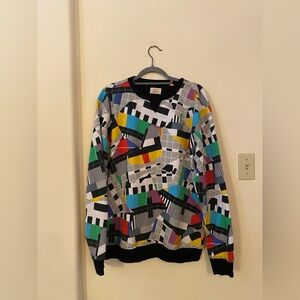 OppoSuits Colorful Test Pattern Graphic Sweatshirt Pullover Cotton Blend Size XL